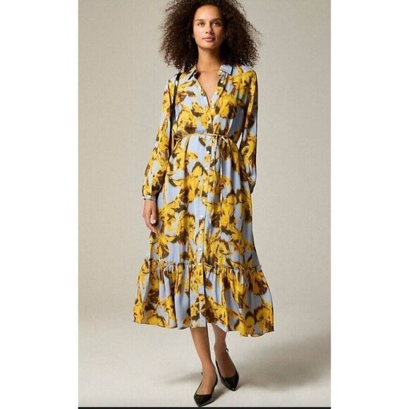 J. Crew Dresses & Skirts - NWT J. Crew Amelia Shirtdress in Floral Drapey Viscose w/ Belted Waist Sz XXS